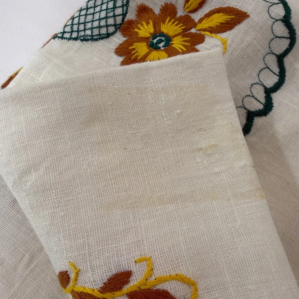 Vintage USSR Belarus Embroidered Tablecloth NOS Soviet Folk Linen 89x54 Tag